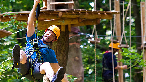 Kletterwald - Im Kletterwald Bad Marienberg geht es in luftiger Höhe durch die Baumwipfel.