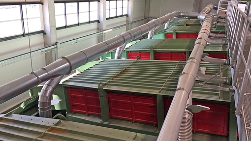 Screener - with integrated dedusting equipment